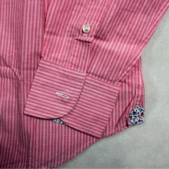 NWT Massimo Dutti Size Small Fun Pattern Cuff Pink Striped Shirt Lux Designer - Picture 7 of 10